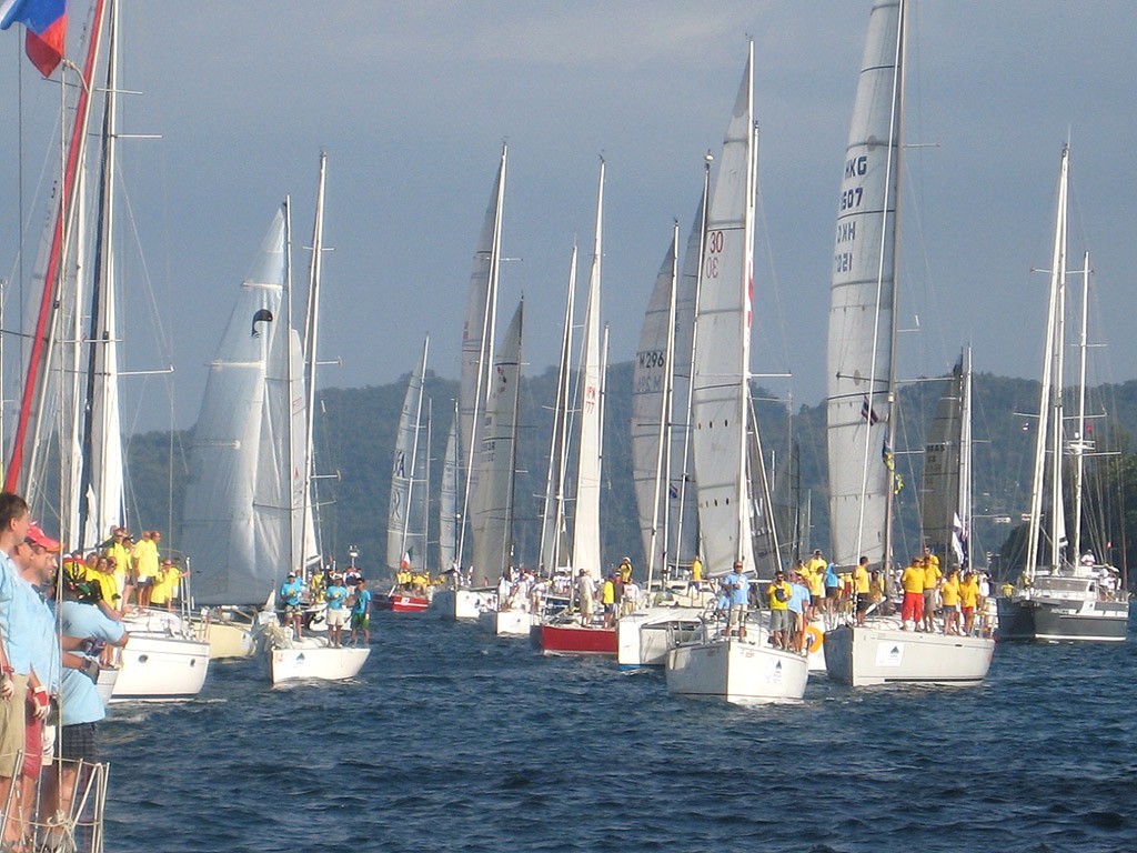 King’s Cup participants line up for a salute to His Royal Majesty on his 80th Birthday © Lynn Fitzpatrick